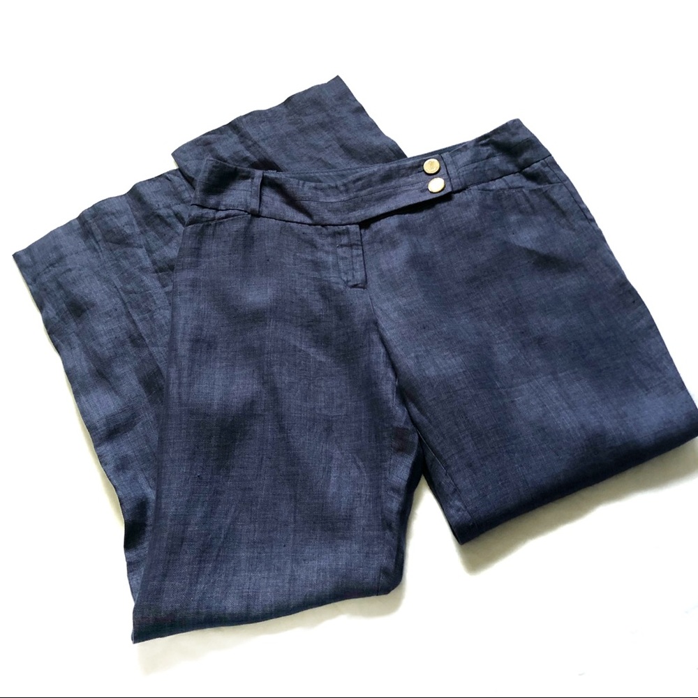 Outback Red linen wide leg Nautical anchor pants